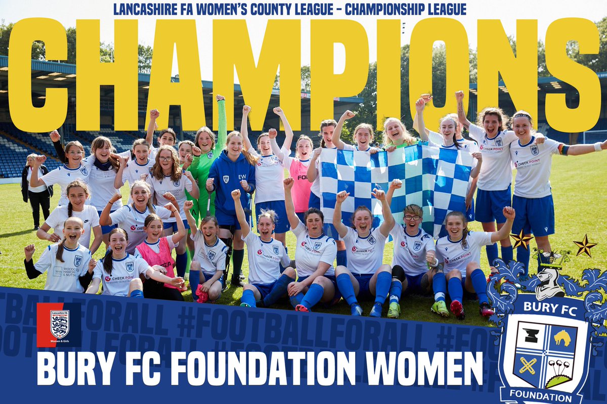 🎉🔵⚪️ CHAMPIONS!⚪️🔵🎉

Congratulations <a href="/BuryFCWomens/">Bury FC</a> on beating <a href="/clitheroewolves/">Clitheroe Wolves</a> Ladies 2-0 to win the title and finish off an outstanding season in front of the proud fans at Gigg Lane!

#BFCFW #BFCSS #BuryFC #Community #FanOwned