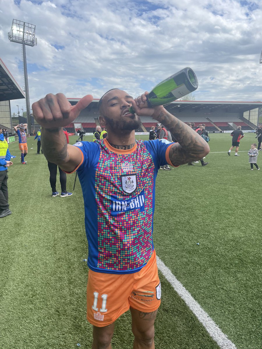 Back 2 back promotions🤩🤩🤩!!!

After the racist and sectarian abuse i received Thursday night, it’s only right…
here’s a toast to you and all your tears Airdrie Football Club🍾