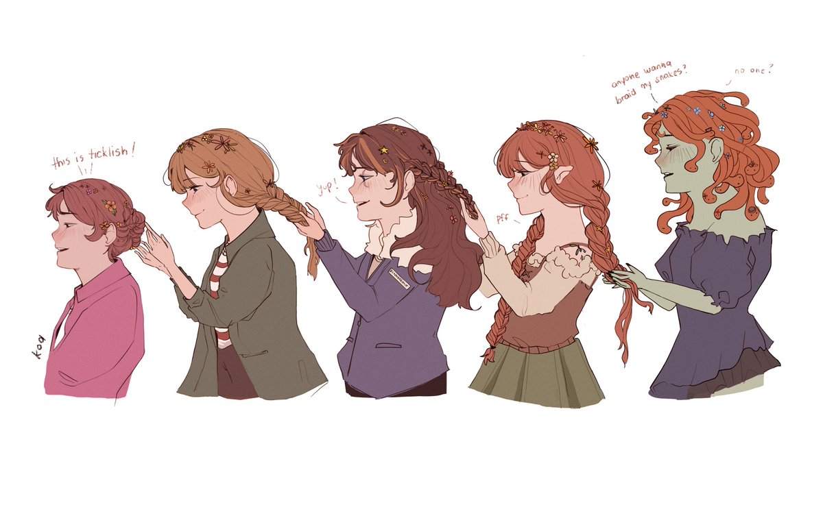 koallebear's tweet photo. braids! 🎀

[pls untag!]
#Hermitcraftfanart #stressfanart #falsefanart #pearlescentmoonfanart #geminitayfanart #cleofanart https://t.co/vfI27ksa2V