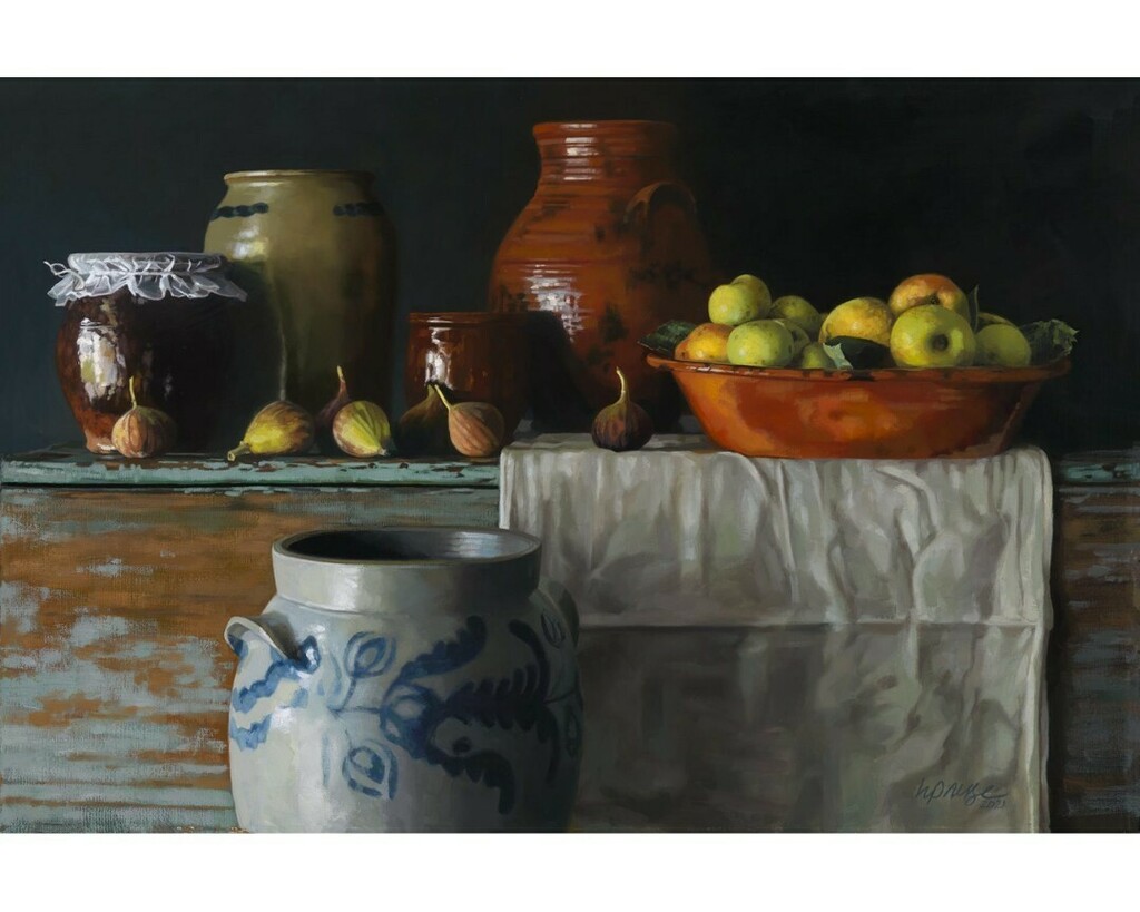 Amwomenartists's tweet photo. Crabapples and Figs by Heide Presse; featured in the show Breaking Through: The Rise of American Women Artists at the Customs House Museum. The exhibition runs March 5 through May 29 #HeidePresse #AWABreakingThrough #CustomsHouseMuseum #AWA25in25 #womena… https://t.co/T2tY3TeJMa https://t.co/jRFAWXev4q