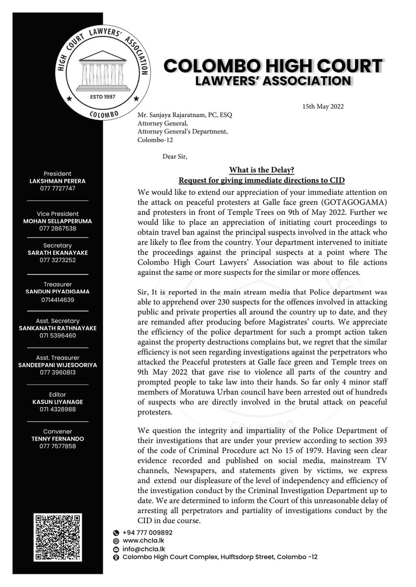 Colombo High Court Lawyers' Association tweet media