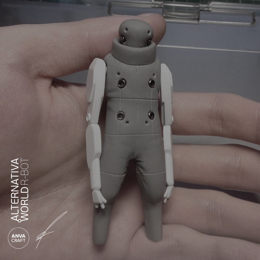 ANVACRAFT's tweet photo. One of the old handmade R-Bots figure 
#hardsurface #robot #robotdesign #handcrafted #toy #toydesign https://t.co/QEIZnMMezw