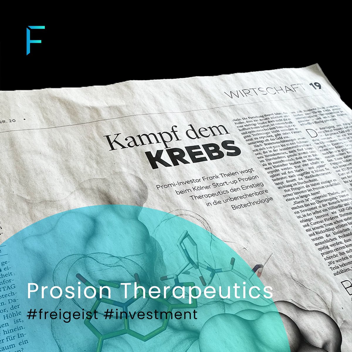 frank_thelen's tweet photo. Heute in der @WELTAMSONNTAG 🗞 

@freigeist investiert Kölner BioTech-Unternehmen Prosion Therapeutics🧬 
Wir freuen uns sehr, in diesen neuen, wichtigen Space einzusteigen und die Gründer bei ihrer Mission unterstützen zu können 🚀
#startup #investment #biotech #cancertherapy https://t.co/X35xVLD1GN