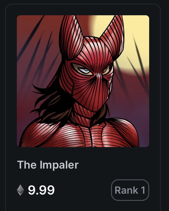 Rank 1 of #svsnft now 9.99! 
DM me if anyone pick him up and will send special giveaway ❤️🩸🎁