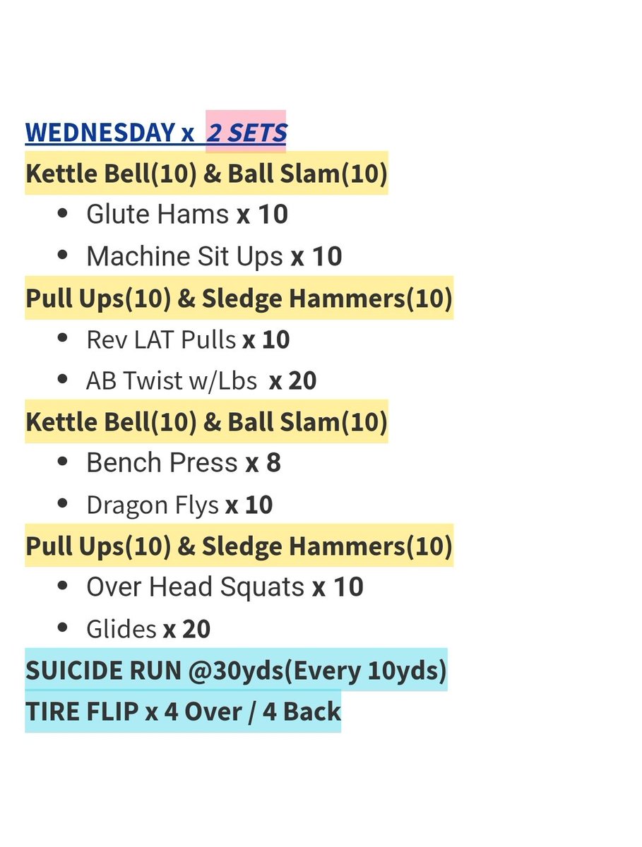 RicklanHolmes's tweet image. My personal workout plan for the week
#HTCrew #CoachesStayFit