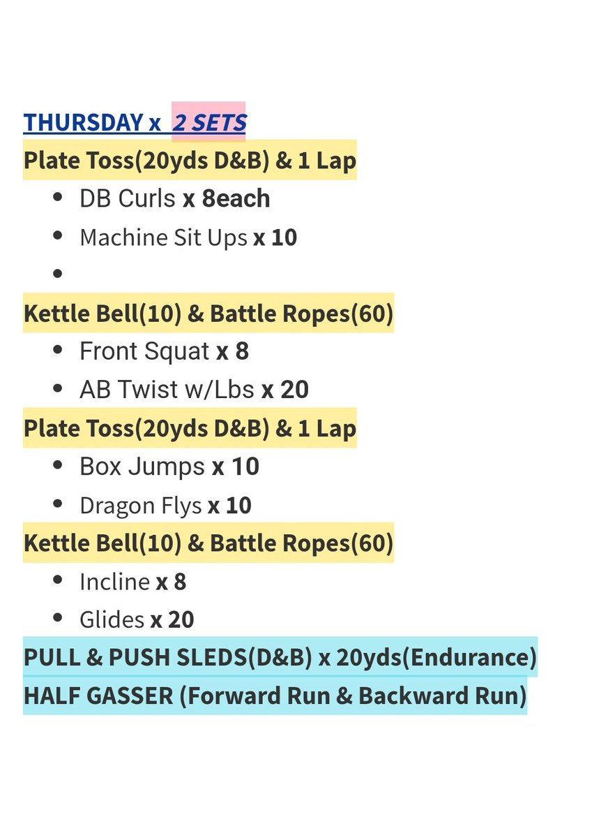RicklanHolmes's tweet image. My personal workout plan for the week
#HTCrew #CoachesStayFit