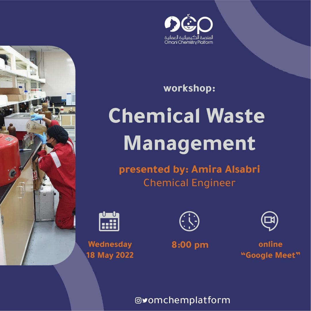 OmChemPlatform's tweet photo. رجعنا لكم من جديد😎🔥

نبدأ بأول ورشة "Chemical waste management" وهذه المرة باللغة الإنجليزية تقدمها المهندسة: أميرة الصابرية✨

ننتظركم يوم الأربعاء في الرابط: 
https://t.co/HDXLsiRjWv

#علم_يستمر_وأمة_تزدهر https://t.co/DtQQ0mw1eW