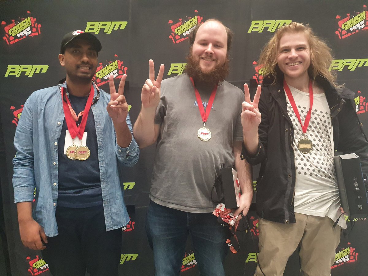 CouchWarriors's tweet photo. Battle Arena Melbourne 12 Guilty Gear Strive Teams winners:
🎖 @atticusgg
🎖 Ceraph
🎖 @popokilloray
#bam12 https://t.co/rGyyvST7me