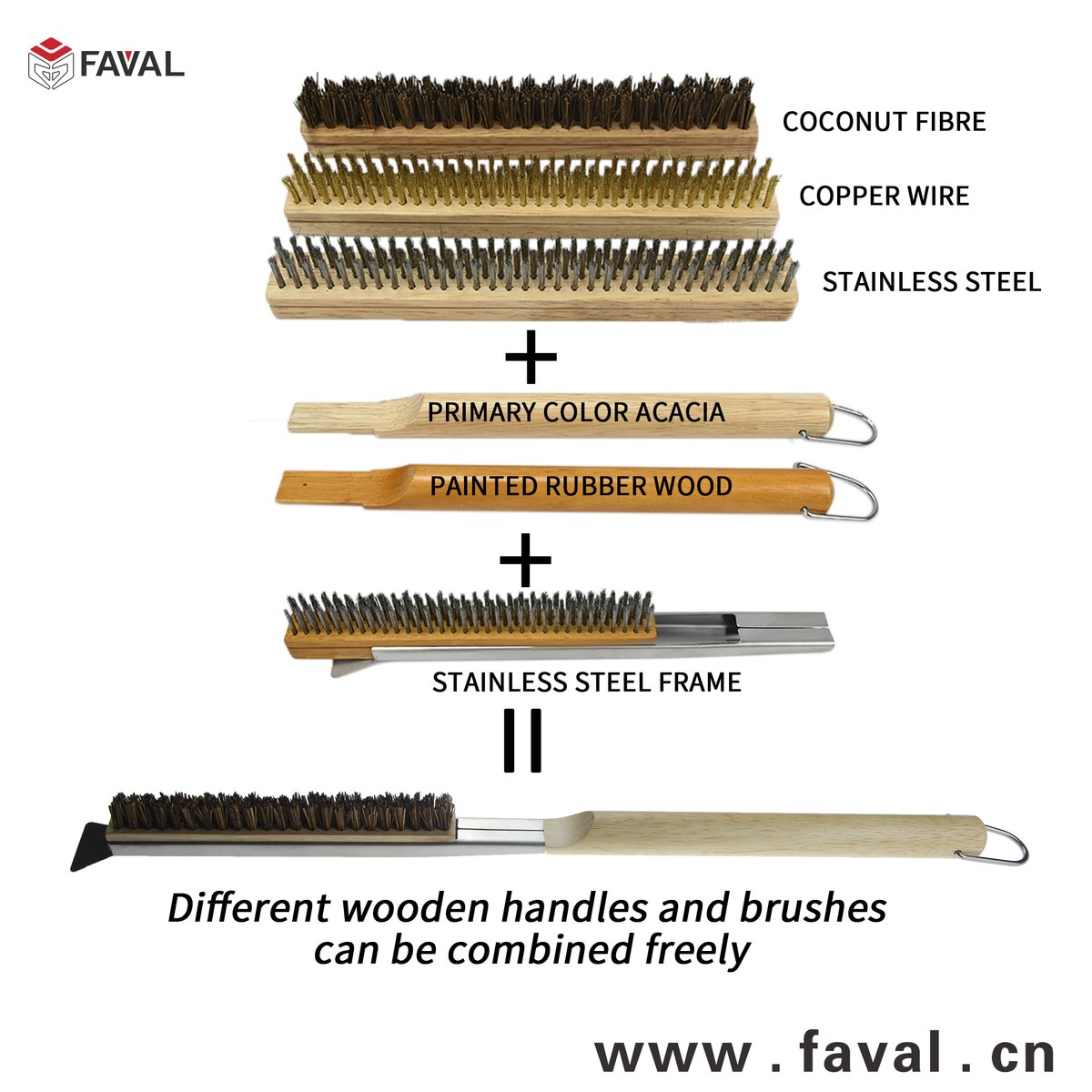 cocobloom6's tweet image. 👏The brush is made of metal wire and can effectively clean the stains.
👏A small metal spatula is set at the front of the brush, which can easily remove large stains.
👏The handle material is wood, which is lighter.
#bbqbrush#brush #brushing #cleantools #bbq #grill #grilling