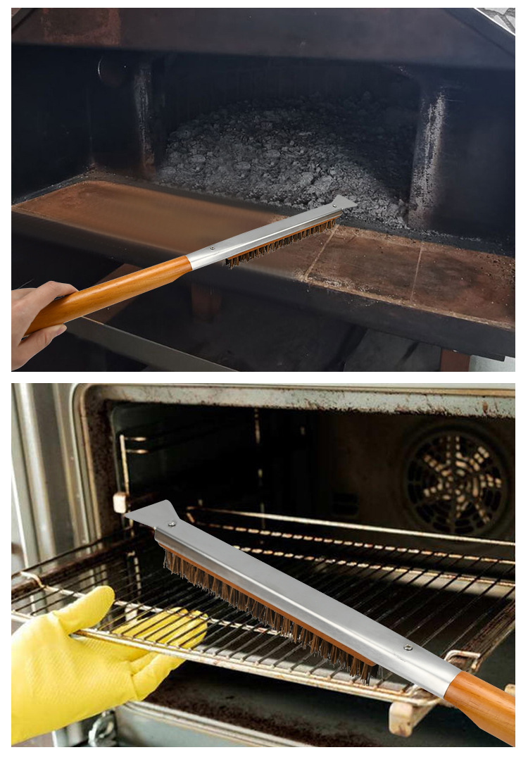 cocobloom6's tweet image. 👏The brush is made of metal wire and can effectively clean the stains.
👏A small metal spatula is set at the front of the brush, which can easily remove large stains.
👏The handle material is wood, which is lighter.
#bbqbrush#brush #brushing #cleantools #bbq #grill #grilling