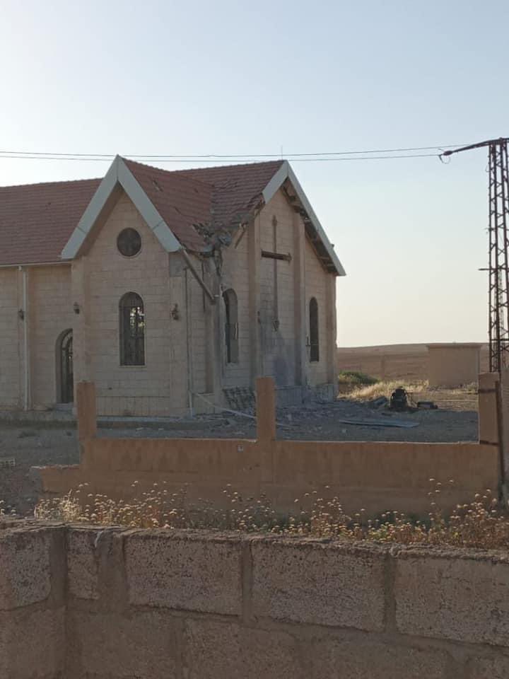 ISIS has done it before, and today the Turkish army (a Nato member) do it again. The footage shows the Tal Tawil #Assyrian Church being shelled by the #Turkish artillery, Tal Tamir countryside.