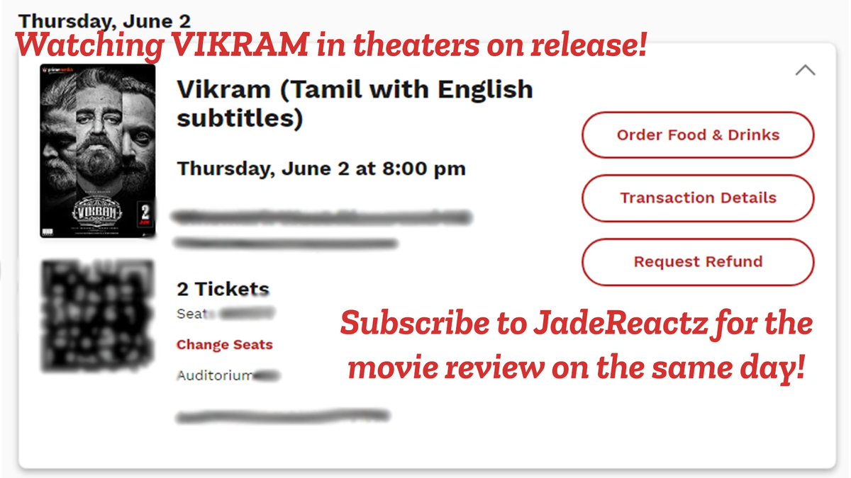 JadeReactz's tweet photo. Going to watch VIKRAM on release day! On the same day I will be uploading the movie review! Make sure to subscribe and turn on notifications to see!

https://t.co/wURGjQRkUw

#vikram #Kamalhaasan #india #tamil #telugu #srilanka #movie #media #actor #theaters #theater #youtube https://t.co/ZHIXg0qzf3