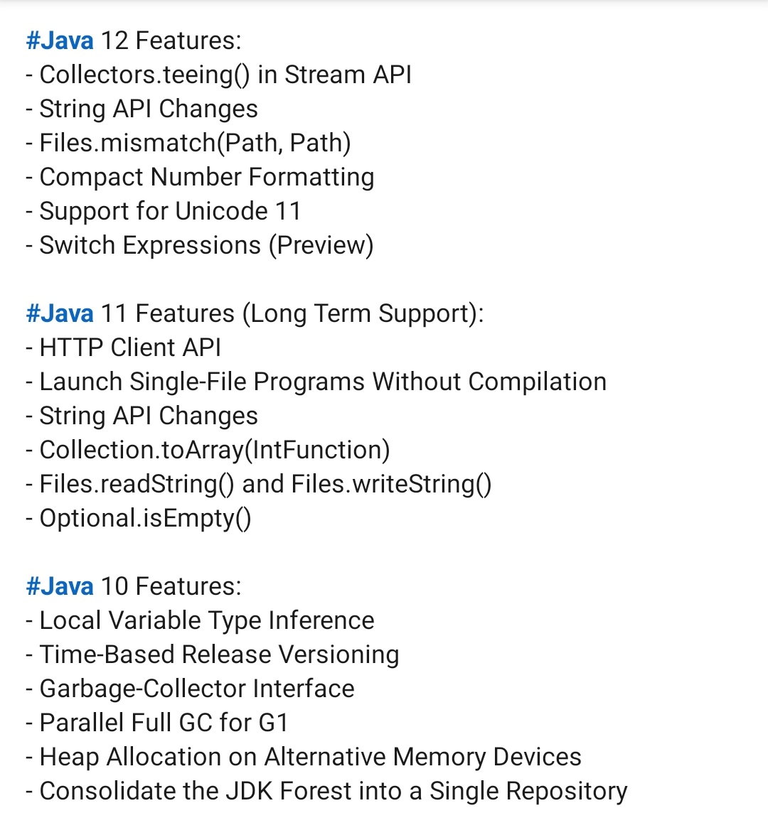 tcsr9999's tweet image. #Java8 to #Java18 features 

#Java #Coding
