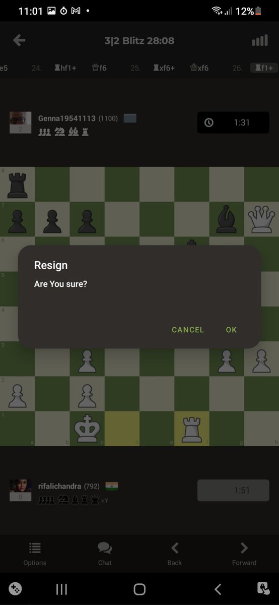 rifalichandra's tweet image. @chesscom  I have faced this problem few times where an opponent is somehow able to freeze the clock if they are loosing and then unless I resign,  I can&apos;t play other games? Please enlighten me why this happens #chess #chesschamps #chessapp