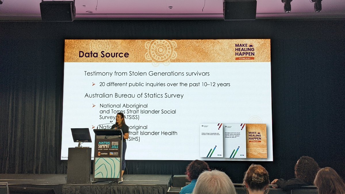 Proud to watch Muruwari woman, Dr Cassandra Price present on the horrors of, and fight to heal from, the Stolen Generations on behalf of The Healing Foundation. #aiatsissummit