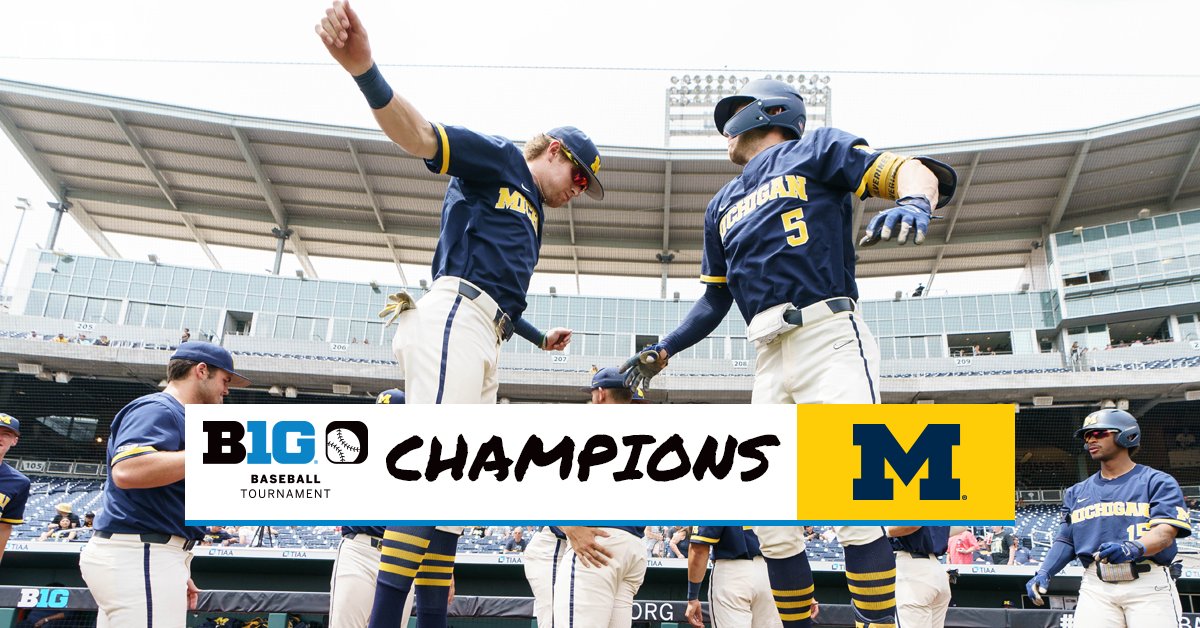 CONGRATULATIONS to <a href="/umichbaseball/">Michigan Baseball</a>, the 2022 #B1GBaseball Tournament Champions! 👏

The #Wolverines become the third No. 5 seed to ever claim the title!🏆