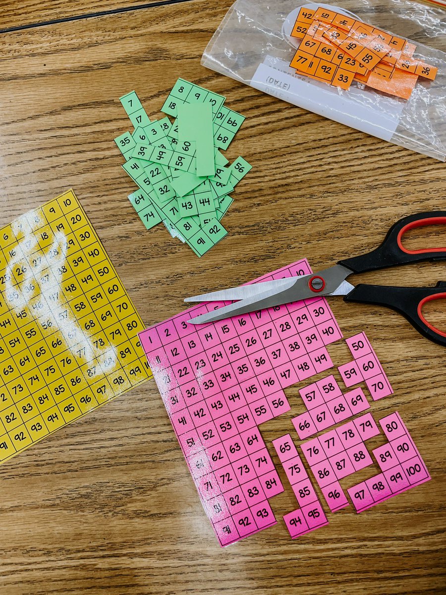 Making more One Hundred Chart puzzles to go into our math dessert bucket! 🍦This is a great activity for my early finishers to work on at their spot. #Kindergarten #education #teacher #math