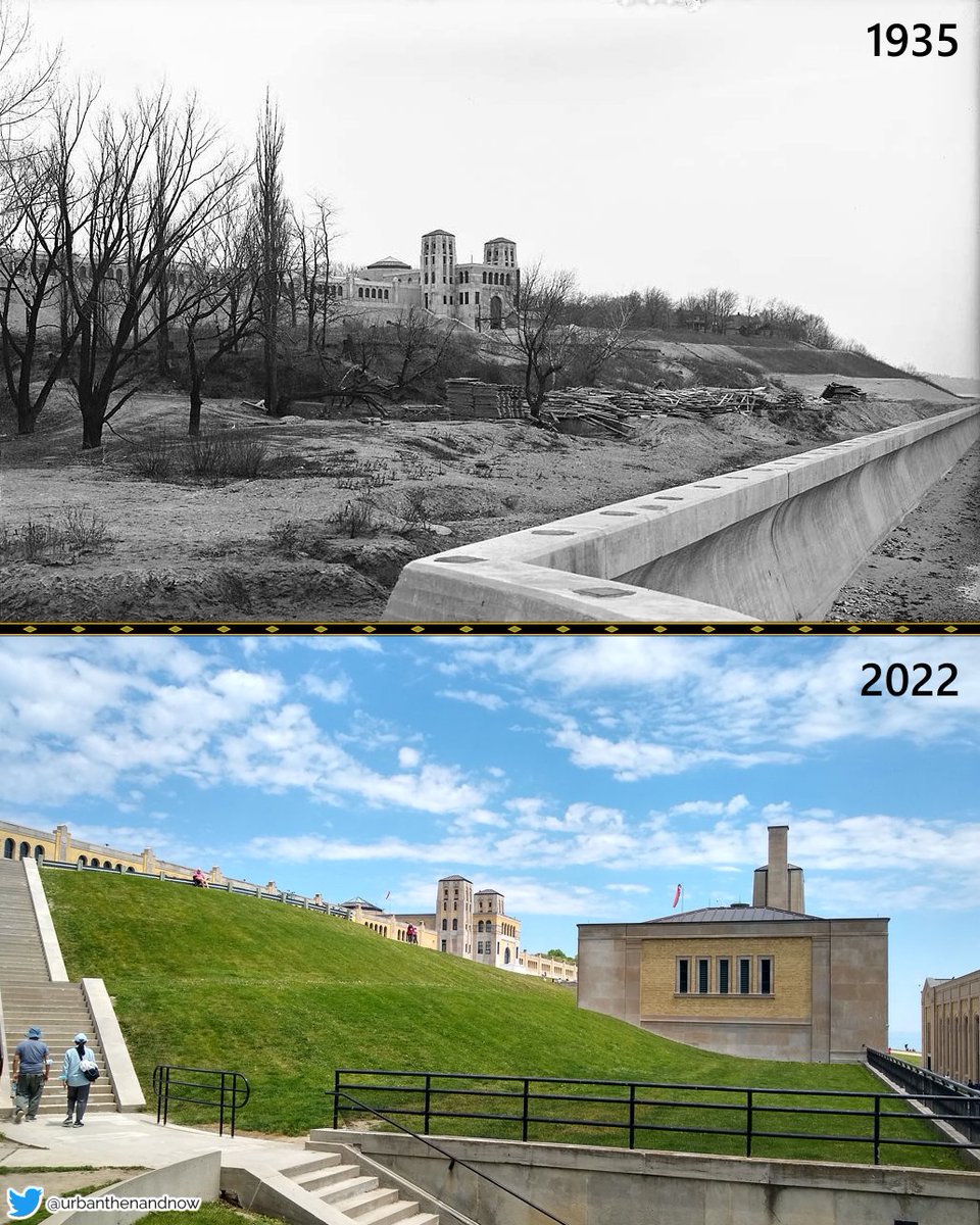 UrbanThenAndNow's tweet image. R.C. Harris Water Treatment Plant, #Toronto. On former Victoria Park, the #ArtDeco plant began construction in 1932 and opened with 3 buildings in 1941, still serving &amp;gt;30% of Toronto's water supply. An east wing was added to the filter building (upper) in 1958. #TorontoHistory
