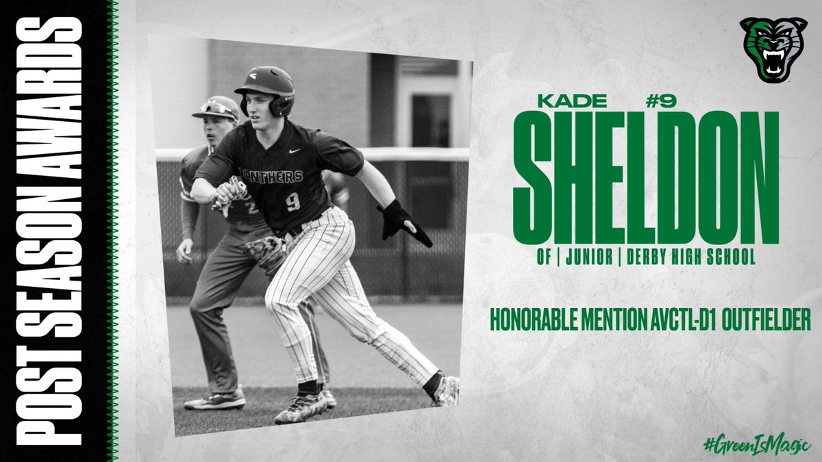 DerbyHSBaseball's tweet photo. Congrats to @Kade_sheldon5 on his AVCTL-D1 Honorable Mention Outfield honor. https://t.co/6iLSGjgRPh
