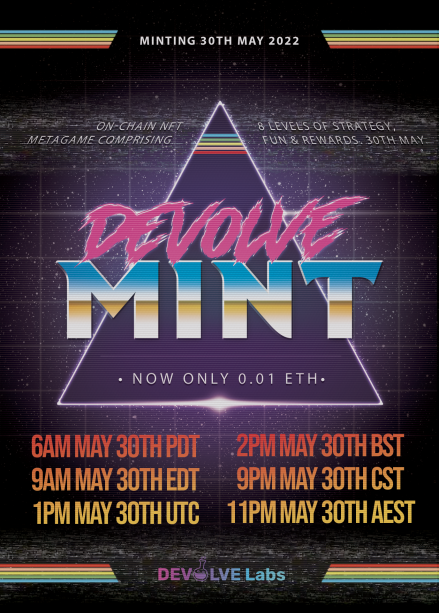 devolvenfts's tweet photo. @BentoBoiNFT Funny you say that @BentoBoiNFT 👀

Devolve - Chapter 1 "The deflationary, NFT Strategy Game" launches in 11 hours! 

We reduced the mint from 0.06 ETH --> 0.01 ETH (5376 supply with ~1500 already in play) just to compete with the degen/free mints!

We'd love you to take a look! https://t.co/RDcTijo2aO