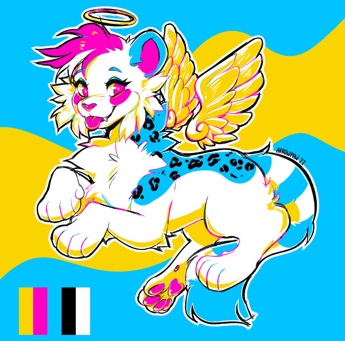 arrowclaw's tweet image. I 100% missed the “lineless” part of the prompt but all that aside this was very fun, pls enjoy eye-bleedy CN palette Keira 🌈