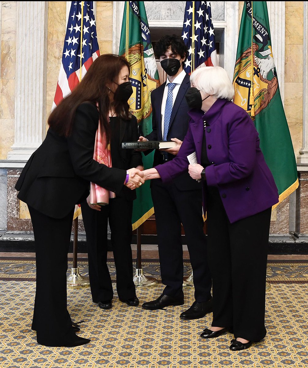 adriana_kugler's tweet photo. Honored and empowered after being sworn in by Secretary Yellen to be the next US Executive Director @WorldBank. Eager to work on addressing the many challenges we face around the world today. https://t.co/5RU1FPF9jq