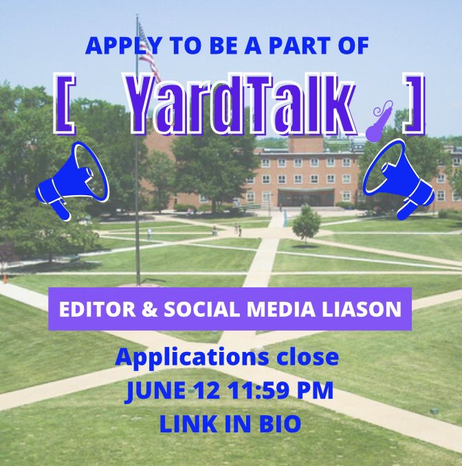 HEY BISON FAMILY!! ❤️💙<a href="/theyardtalk/">YARD TALK</a> is looking for both a new editor and a social media liaison to add to the team. We are going to be coming harder than ever this year and can’t wait to see what you got! The application is open now and it closes June 12th @ 11:59 PM EST! 📣