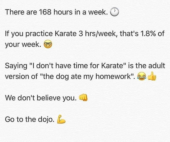 The Secret to being successful at Karate is just showing up 

#karatedo #danforth #Karate #DanforthKarate #DanforthKarateAcademy #Toronto #EastYork #Riverdale