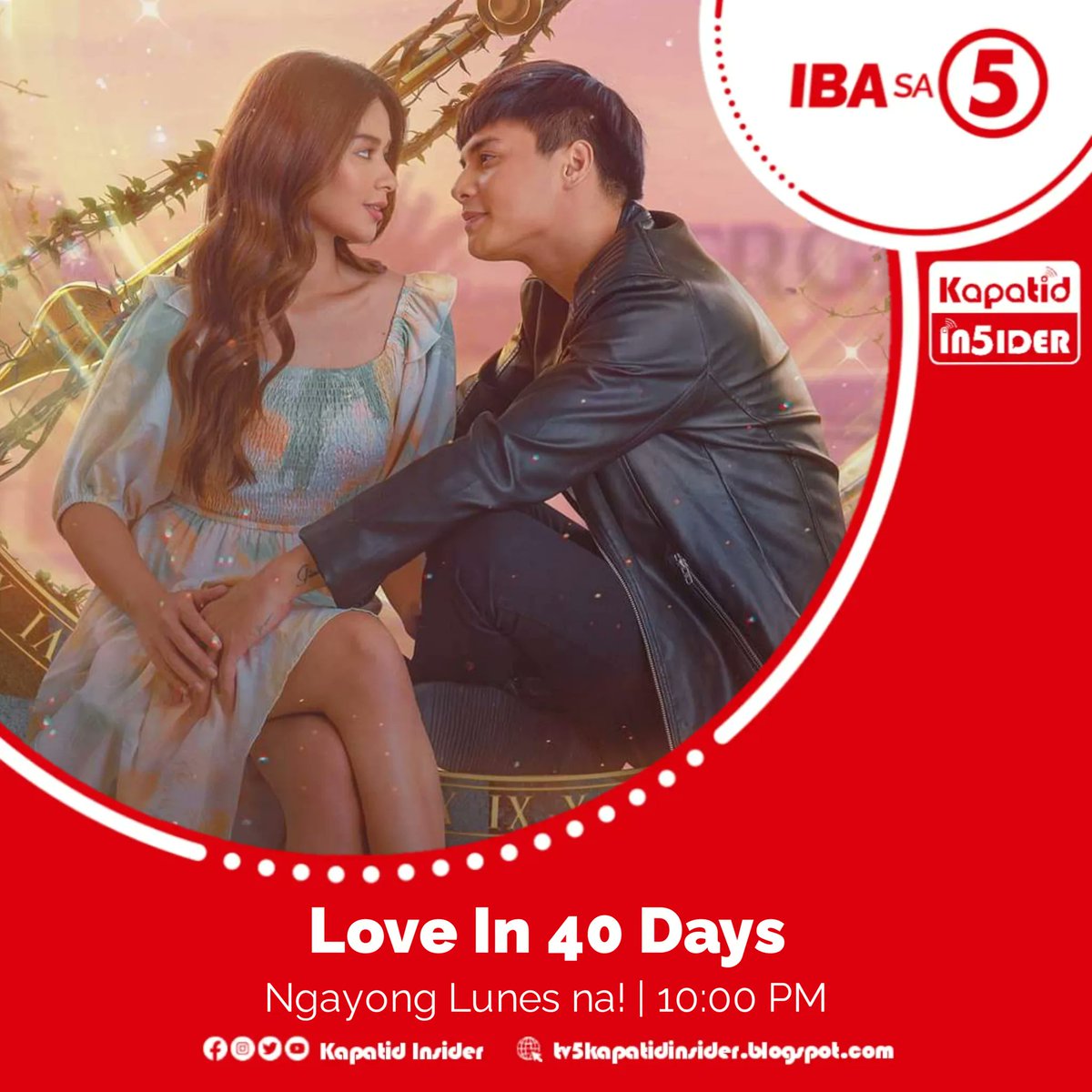 KapatidInsider's tweet photo. What if paggising mo isa ka ng 👻multo👻 at mayroon ka na lang natitirang 40 days bago tumawid sa kabilang mundo?
Magpaparamdam na MAMAYA ang bagong teleserye ng #ABSCBNEntertainment na pinagbibidahan ng #LoiNie, @iamAndalioLoisa at Ronnie Alonte sa #LoveIn40Days!
#IBAsa5 https://t.co/obu3UDT93c