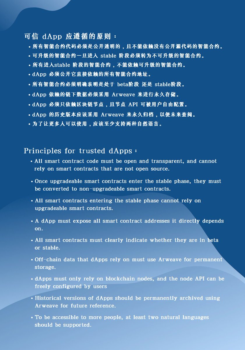 biubiueth's tweet photo. Principles for trusted dApps. Welcome to add.#dapp #EVM #stepN #solidity @Playsnook_com @allen98303455 @VitalikButerin @0xPolygon @ethereum https://t.co/rvFSLiCnYC