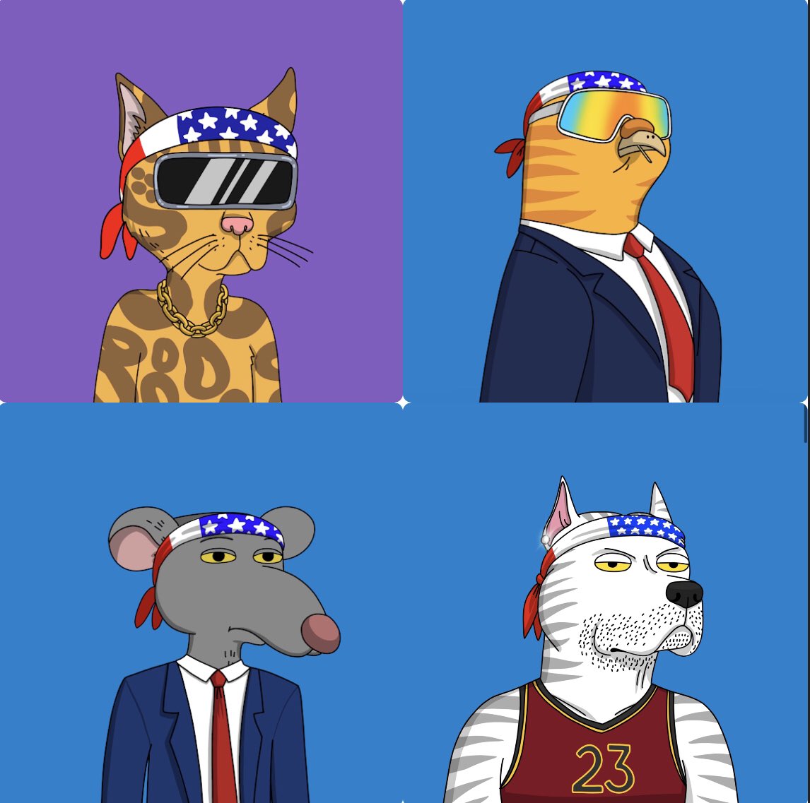 Tyler_Polumbus's tweet photo. I finished off my @GutterCatGang American Bandana set! Gang gang. 

Been working on getting the right 4 OGs for this set for months!

@ABigThingBadly https://t.co/lUMQvx8oTQ