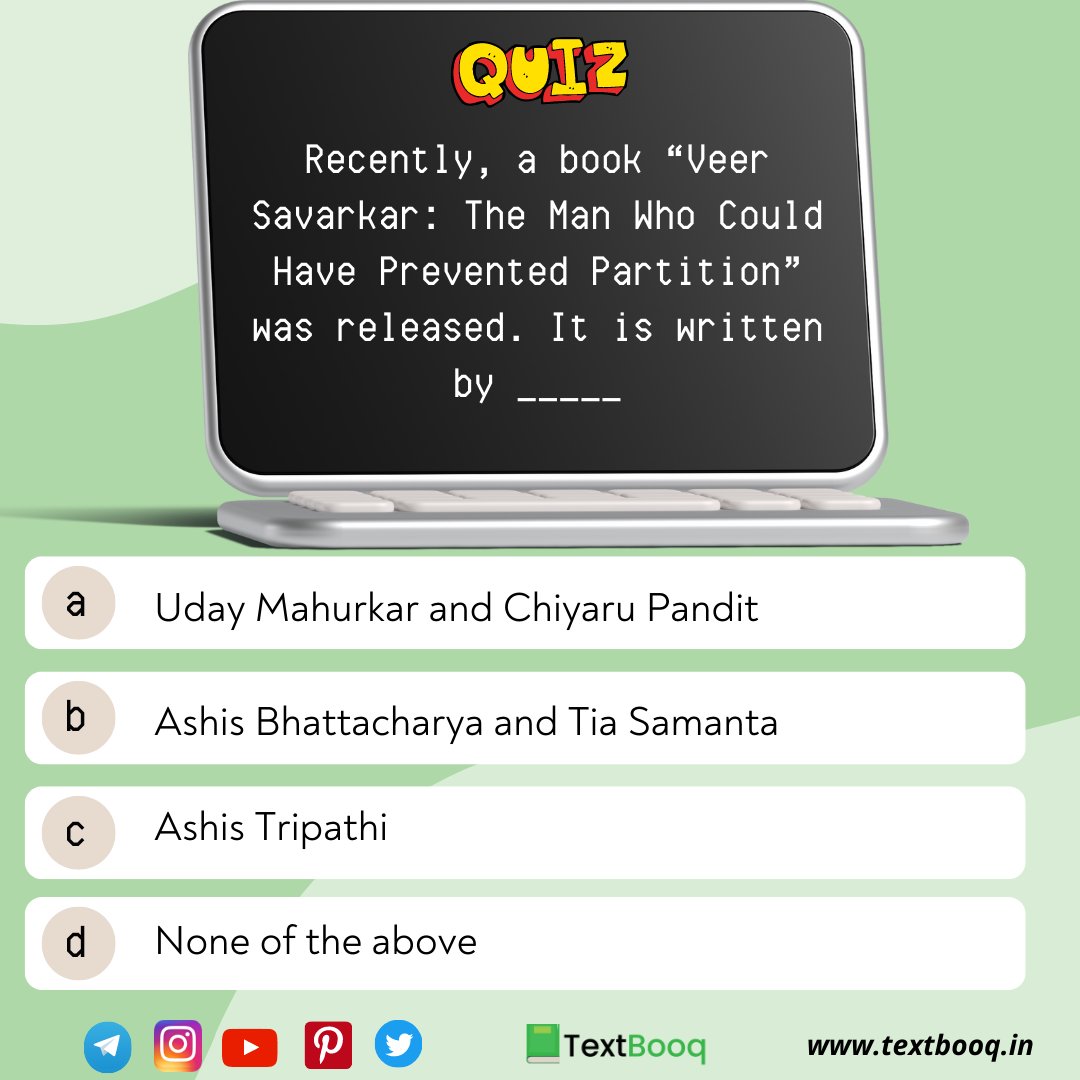 textbooq's tweet photo. Veer Savarkar popularly known as Swatantryaveer Savarkar,
He  was a freedom fighter, politician, lawyer, writer, social reformer, and institutor of Hindutva ideology. 
He was heavily influenced by his older brother Ganesh Savarkar. 

#Savarkarjayanti 
#Savarkar 
#currentaffairs https://t.co/43dmHPCuO2