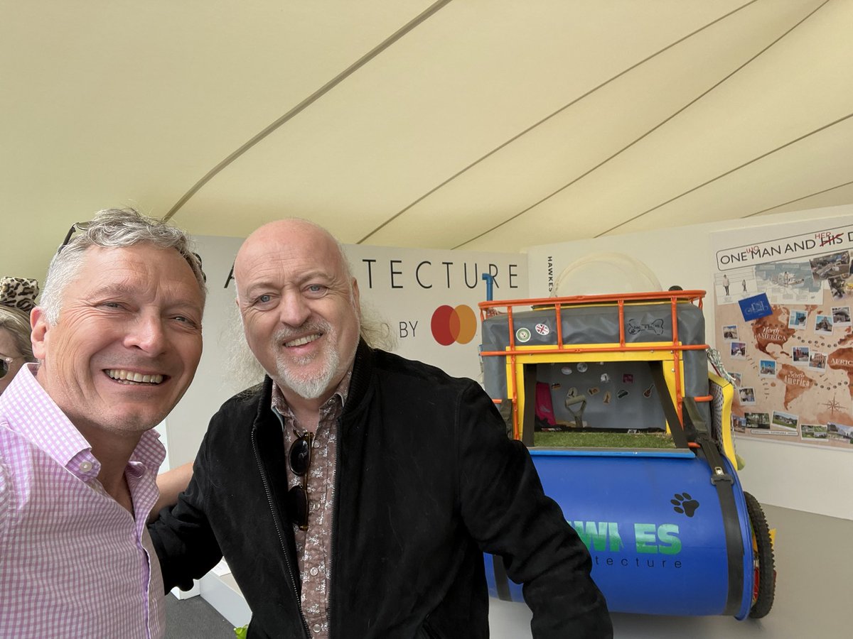 HAWKESarch's tweet photo. Lovely to meet Bill Bailey, guest judge at #goodwoof #barkitecture yesterday. A great fun weekend in the sun at #goodwoofdogs https://t.co/KpckZFGZhA