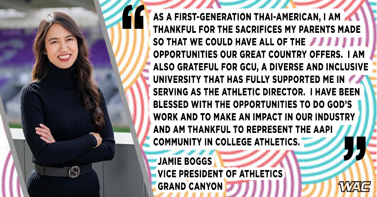 UAConference's tweet photo. As we wrap up Asian American Pacific Islander Heritage Month, hear from @GCU_Lopes Vice President of Athletics Jamie Boggs, one of only four Asian American ADs among Division 1 programs ⬇️
#LearnCompeteInspire x #AAPIHeritageMonth https://t.co/DntiEyLLLu