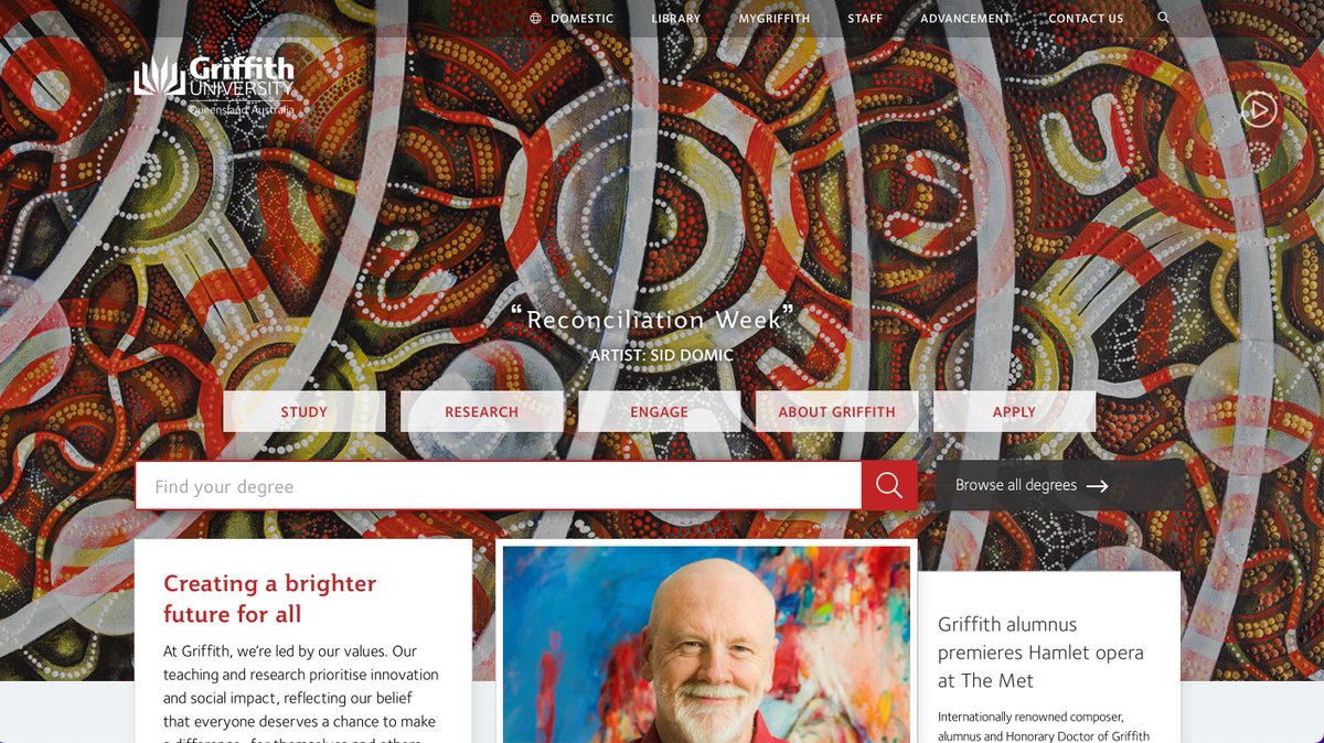 How amazing is the new Griffith University website celebrating the #reconciliationweek ? - it is awesome to be part of such an exciting institution that values #firstnations #indigenouspeoples #justice #awarenessmatters #bebravemakechange #NRW2022  - Beautiful work by Sid Dominic
