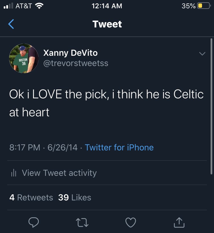 I’m happy for everybody but I am forever indebted to Marcus Osmond Smart. He is the foundation. He is everything Celtics basketball is about to me. We have not been in the lottery since he got here and and we would not be where we are without him. Never forget that.