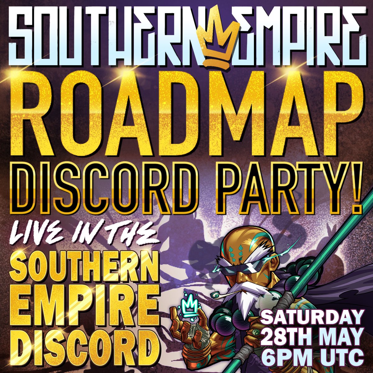 GM 👑

Party today! See you tonight 🥳🥳🥳🎉🎉🎉

Like and RT for a chance to win a #BITSHADOWZ

<a href="/SEArtCollective/">SOUTHERN EMPIRE</a>
