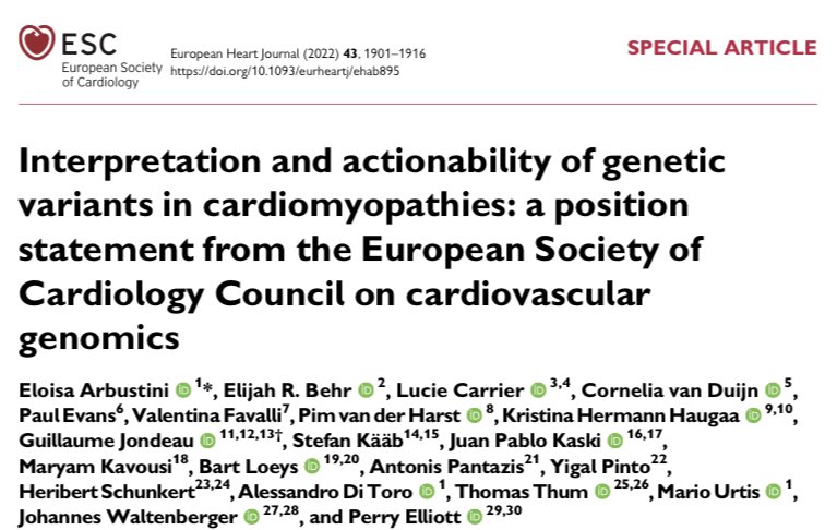 MondaEmanuele's tweet image. Interpretation and Actionability of Genetic Variant in #CMPs!
This document describes the contribution of clinical criteria to the interpretation of genetic variants using heritable Mendelian cardiomy-
opathies as an example.
@escardio #ESCGenomics
 academic.oup.com/eurheartj/arti…