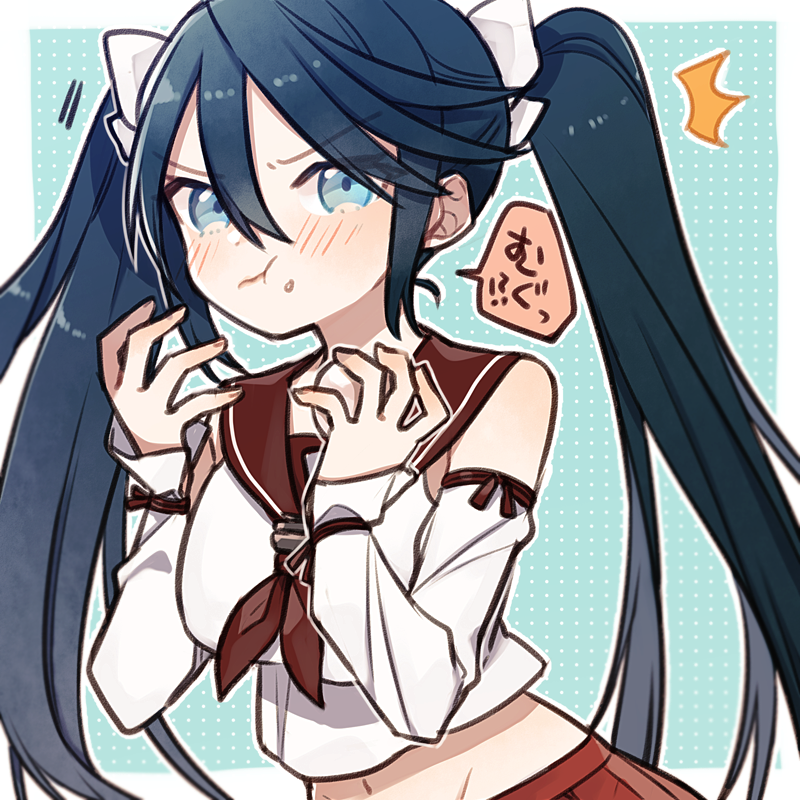 isuzu (kancolle) 1girl twintails solo long hair sailor collar school uniform blue eyes  illustration images