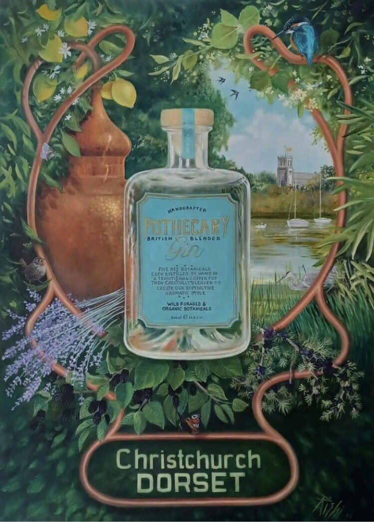 PothecaryGin's tweet image. Lots of art being shown across #Dorset this weekend @dorsetartweeks 

We are so excited to receive our Pothecary Gin oil painting by talented Rishi 💙 🙌🏻 
A wonderful interpretation of Pothecary Gin 🙏🏻 👏🏻 💙 

#Copperstill 
#Artappreciation 
#Dorsetartweeks #ChristchurchDorset