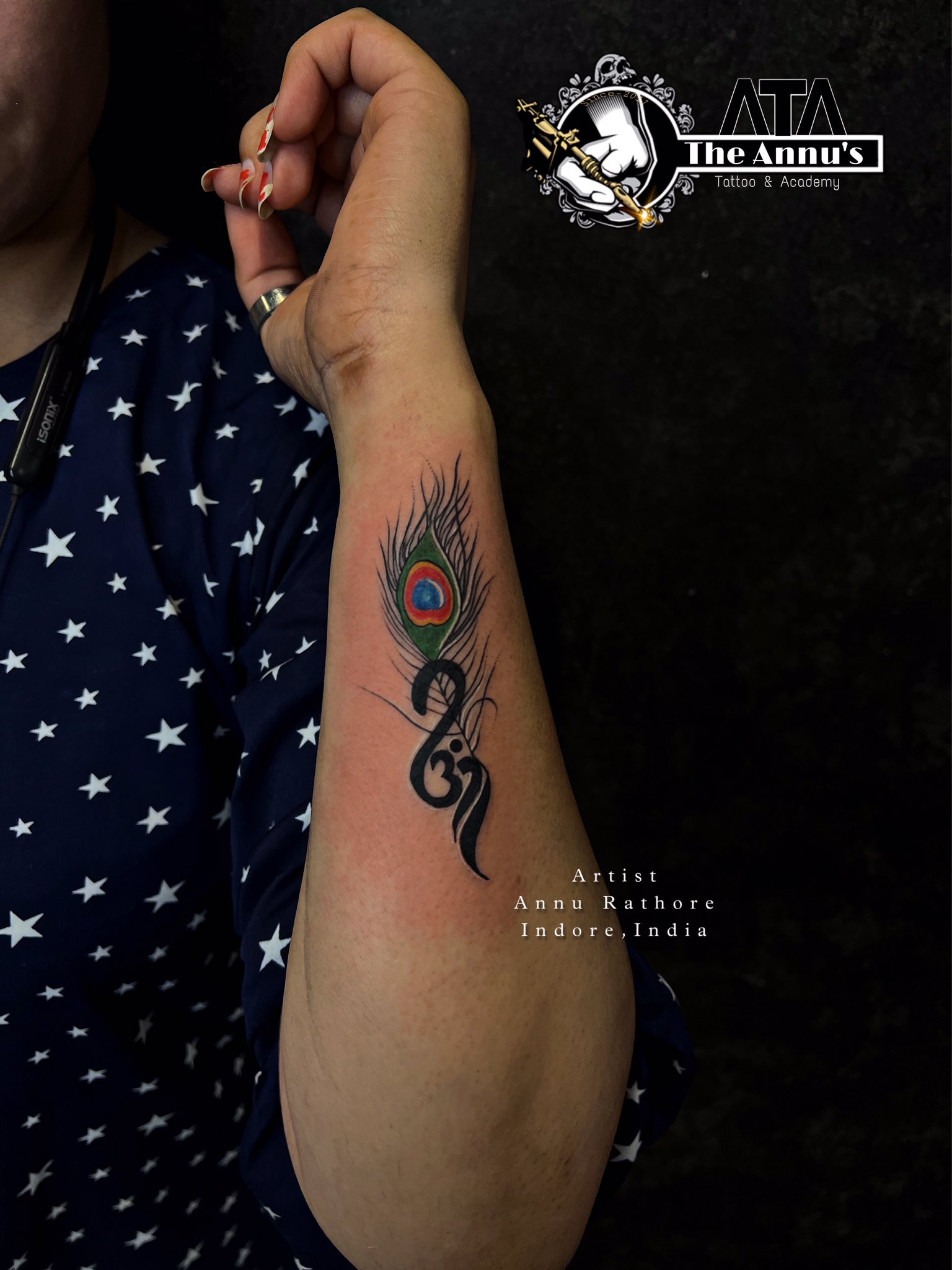Name tattoo with morpankh and flute   Soul Artz Tattoo  Facebook