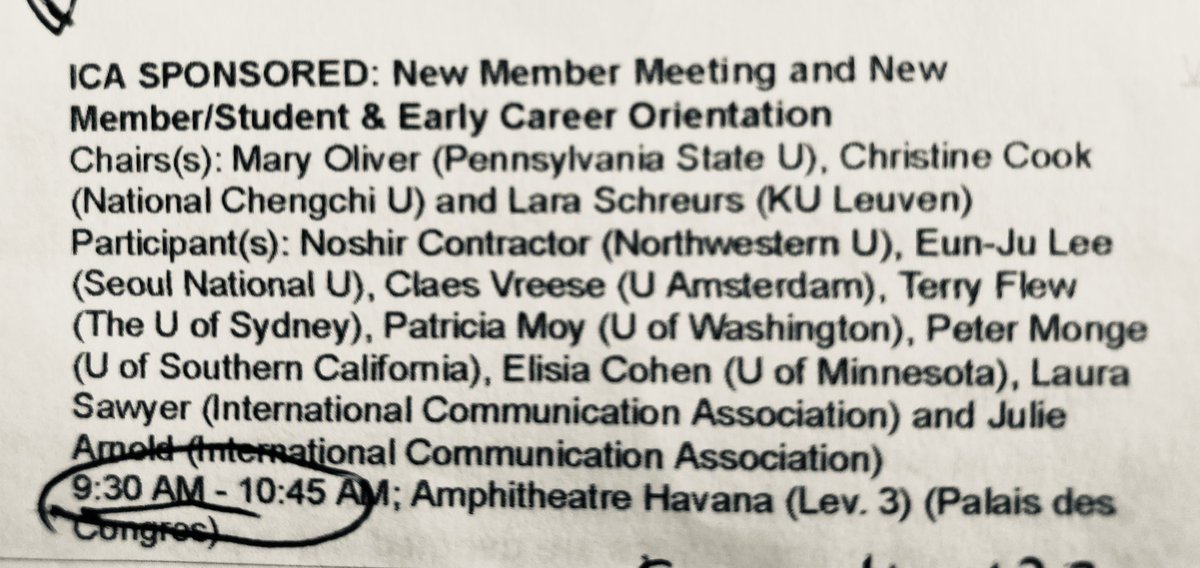 claesdevreese's tweet photo. New to @icahdq?

Come to Amphi Havana 930 for an informal meet &amp; greet w @olivermb @lara_schreurs @noshir @ECohen_UMN @LSawyerED and other wondeful executive committee folks to hear more about the association. Looking forward to meeting you! #ica22 https://t.co/60VkAxqI6q