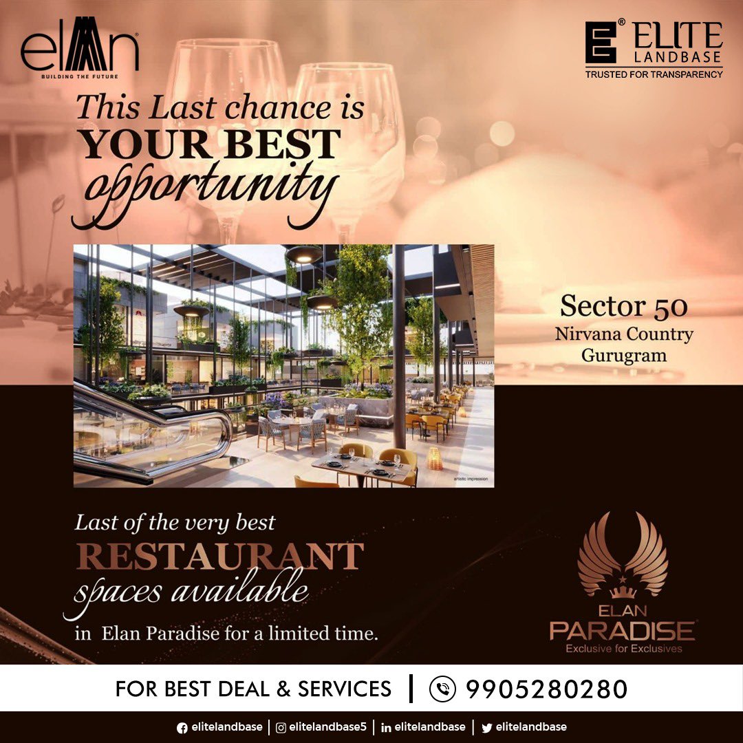 eliteproinfra's tweet photo. ๐๐ฅ๐๐ง brings Exclusive Restaurant Spaces At ๐๐ฅ๐๐ง ๐๐๐ซ๐๐๐ข๐ฌ๐ in ๐๐ข๐ซ๐ฏ๐๐ง๐ ๐๐จ๐ฎ๐ง๐ญ๐ซ๐ฒ, ๐๐๐๐ญ๐จ๐ซ ๐๐, Ggn.
โ๏ธAvail Special Offer!
๐๐จ๐ง๐ญ๐๐๐ญ: ๐๐๐๐๐๐๐๐๐๐
#thinkrealtythinkelite #elitelandbase #gurgaon #realestate #elan #commercialspace https://t.co/HEHIKHq2Fs