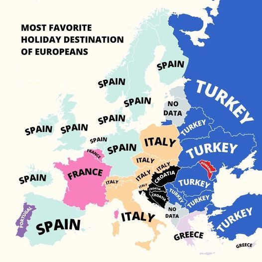 Preferred holiday destinations in Europe