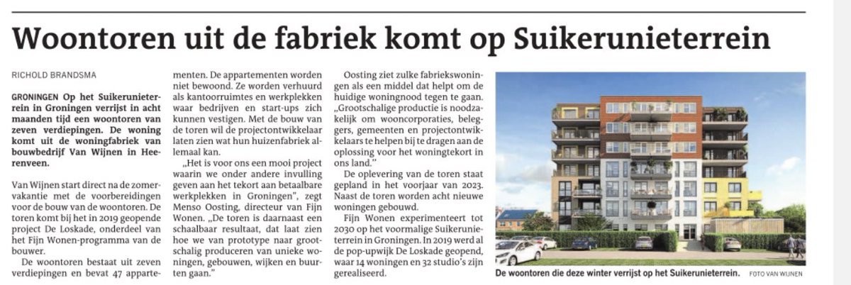 Stapelgekte in <a href="/FD_Nieuws/">FD Nieuws</a> met duiding in <a href="/dvhn_nl/">Dagblad van het Noorden</a> voor volgende grote stap <a href="/fijnwonen/">Fijn Wonen</a> <a href="/VanWijnenGroep/">Van Wijnen</a> op <a href="/suikergroningen/">DeSuiker</a> <a href="/gem_groningen/">Gemeente Groningen</a>