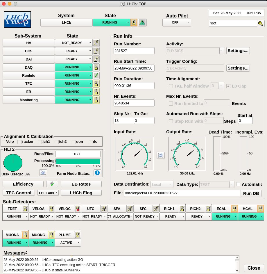 And here we go folks, for the first time in four years <a href="/LHCbExperiment/">LHCb Experiment</a> is selecting stable beams data in real time using our new GPU-based real-time processing system. Most of our new, rebuilt, detector is still getting set up but it's a huge baby step nevertheless!😊