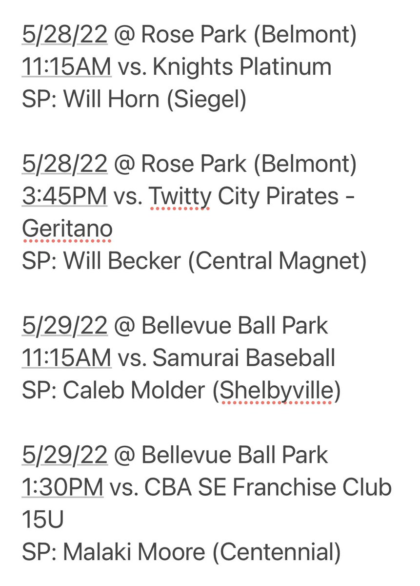 Starting Pitchers for <a href="/BlueprintBBall_/">Blueprint Baseball</a> 16U in the  Nashville Classic, Powered by <a href="/triplecrownspts/">Triple Crown Sports</a>. <a href="/TCS_BB/">Triple Crown Baseball</a> #BlueprintNation