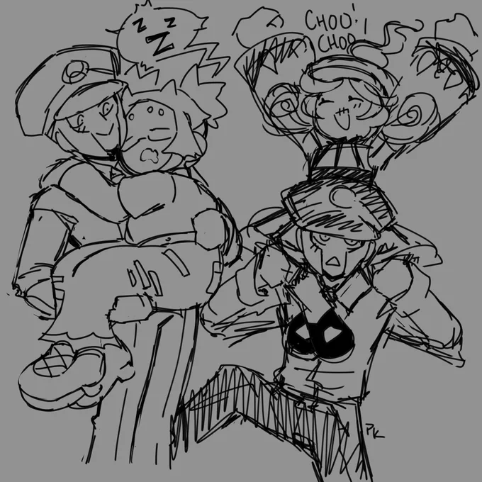 did an au on tumblr a bit ago where ingo + em's chandelure and gavantula inexplicably got turned into human children idk if i posted it here :0c 