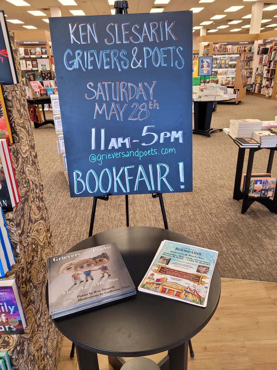 Author Event and Bookfair! Come in to meet Ken Slesarik and get a signed copy of his children's poetry book,  'Grievers &amp; Poets'.  A portion of the proceeds will go to Billy's Place! #BNArrowhead #kenslesarik #grieversandpoets #billysplace