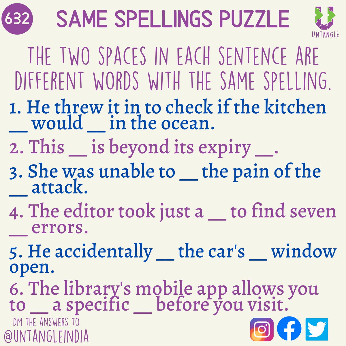 UntangleIndia's tweet photo. Begin your weekend by completing these six sentences.

DM the words to @UntangleIndia 

#UntanglingAtHome 632 https://t.co/IeZxondZ6p